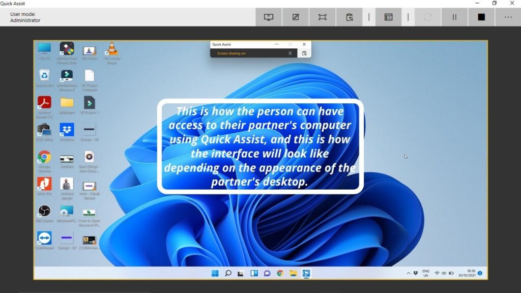 The user will access their partner's computer with this interface once their partner clicks on the Allow button.