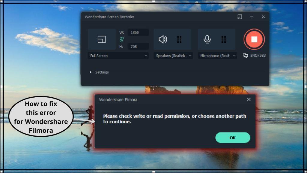 How to fix Filmora error “Please check permission to write or read on the path, or choose another path.”