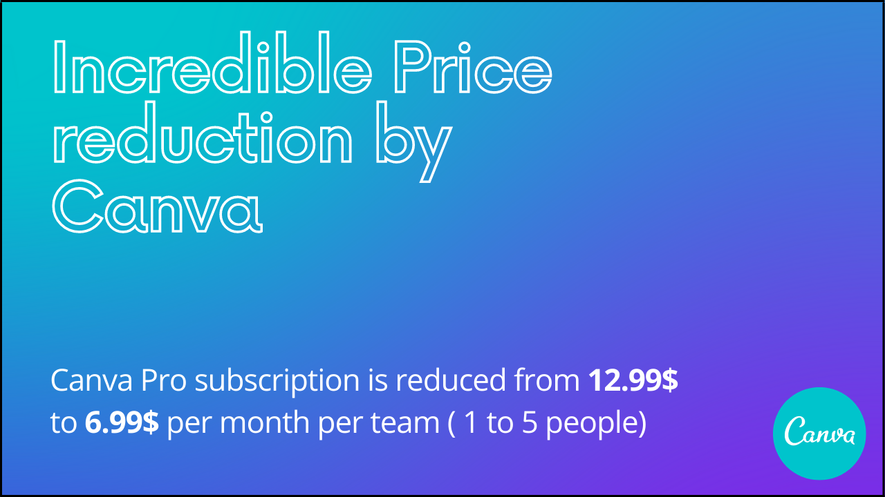 Incredible Price reduction by Canva