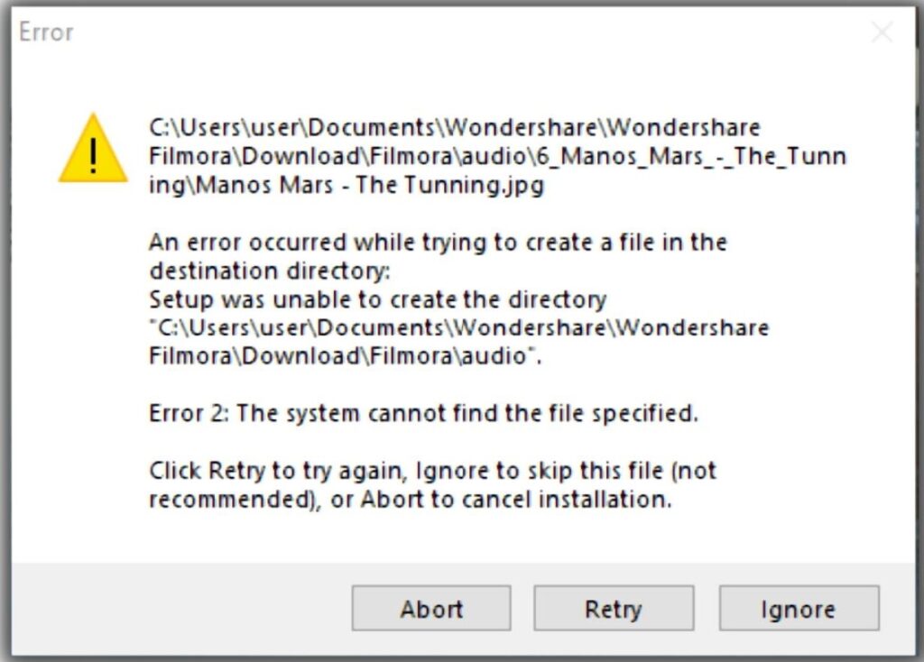 How to fix this Wondershare Filmora Error?